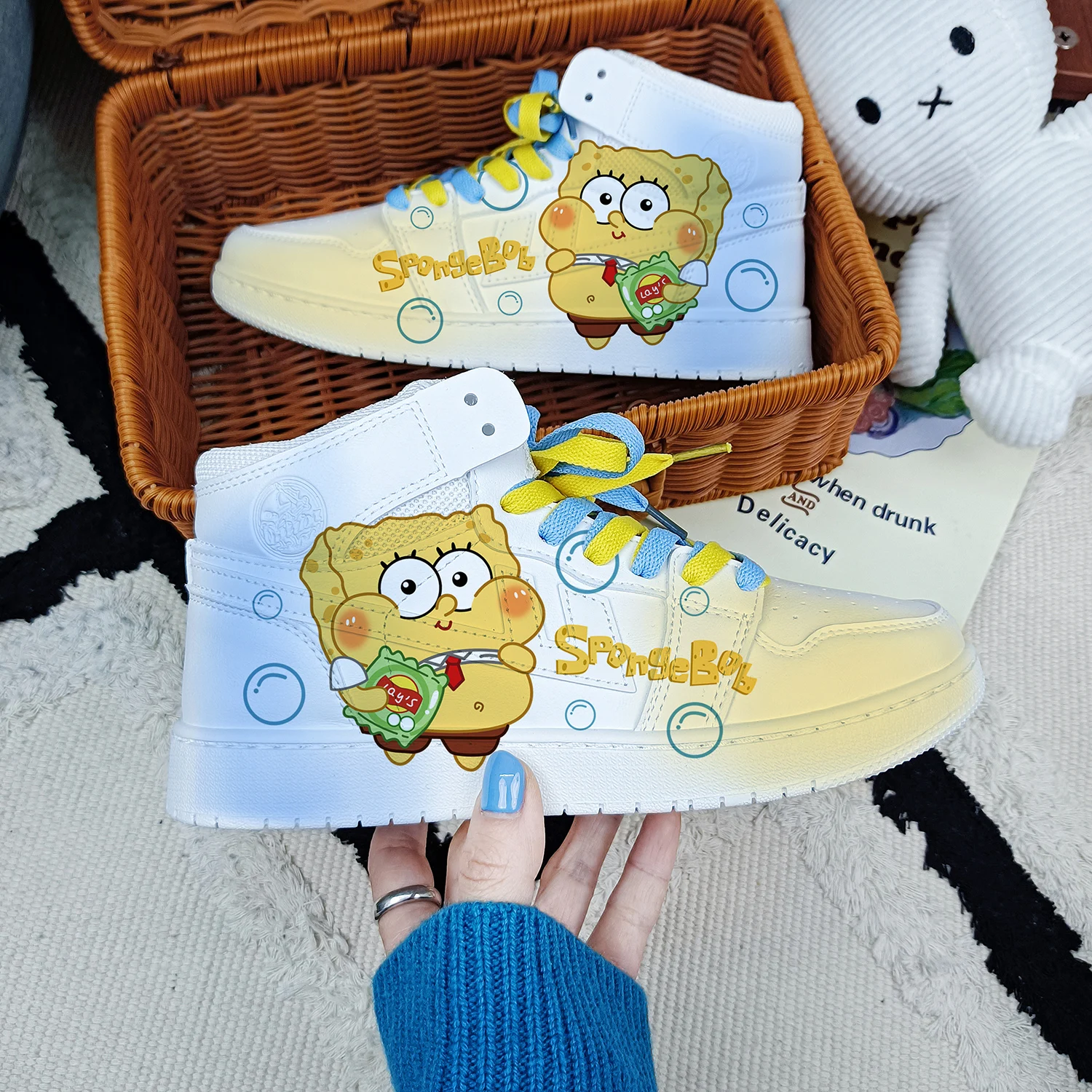 New cartoon SpongeBob SquarePants princess cute Casual shoes soft sports shoes for girlfriend gift EU size 35-44