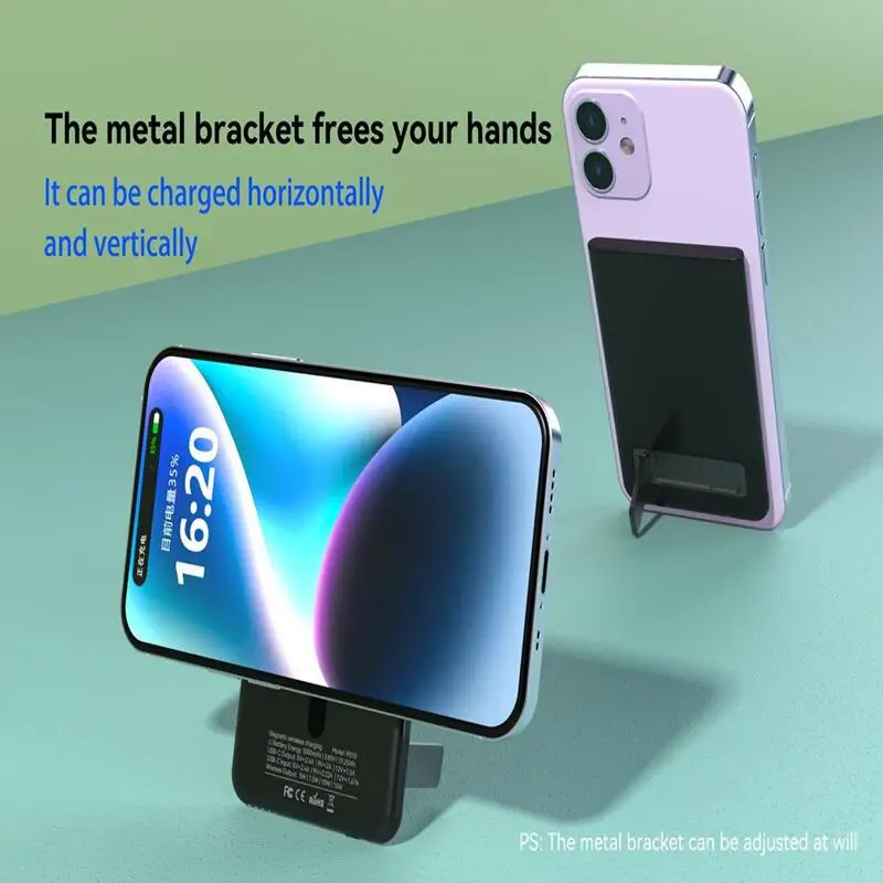 Magsafe Magnetic Wireless Power Bank PD20W is suitable for iPhone ultra-thin and lightweight portable power bank with holder