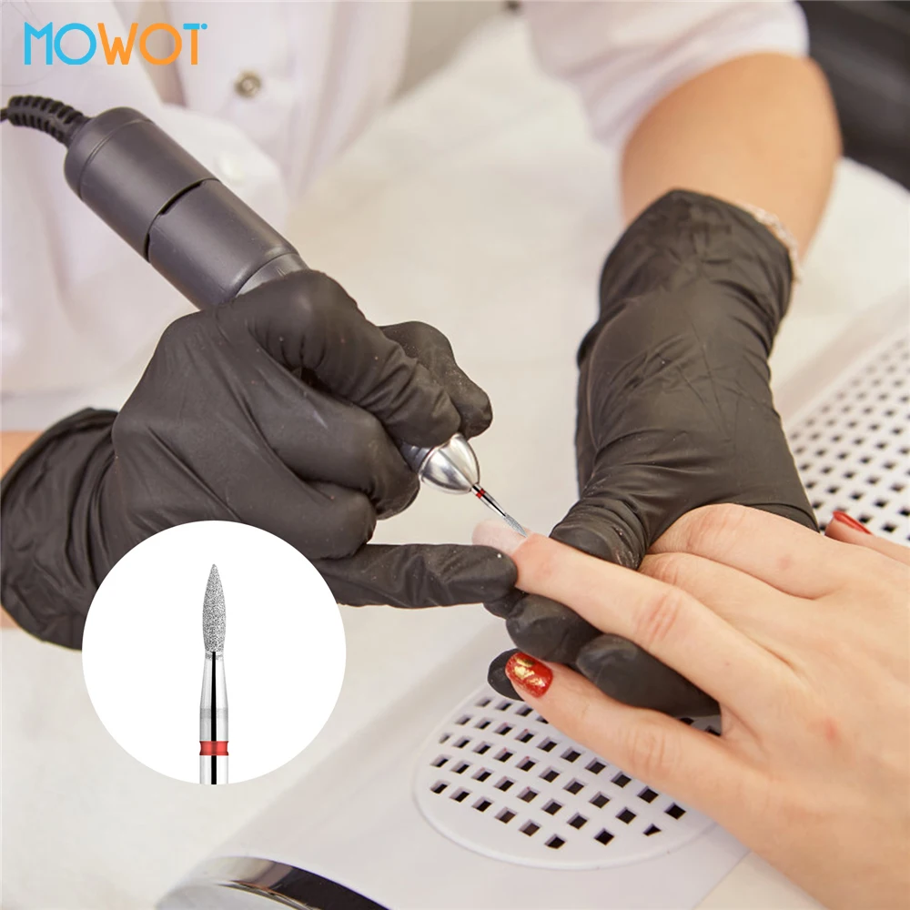 MOWOT 5 pièces/lot diamant forets à ongles 3/32 ''flame russe électrique lime à ongles Bits manucure rotatif cuticule propre accessoire d'ongle