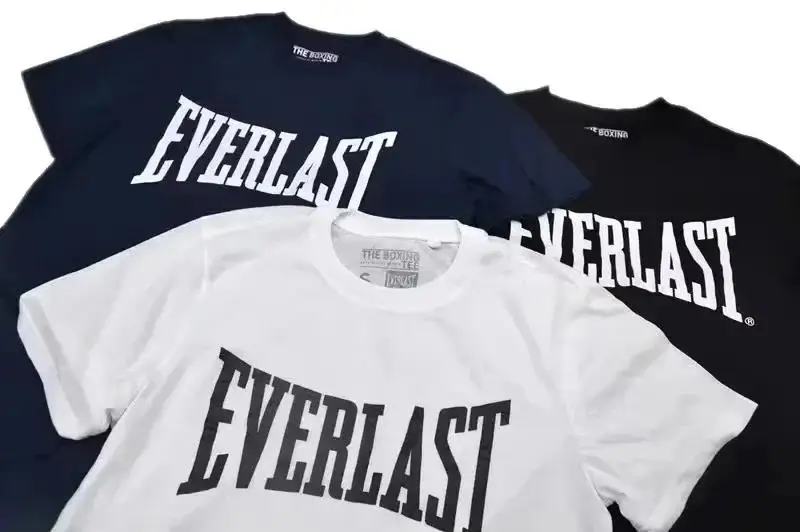 2026 Men Boxing Sports Loose Casual Short Sleeve Letter Print Unisex NEW EVERLAST T Shirt Youth Summer Streetwear Fashion