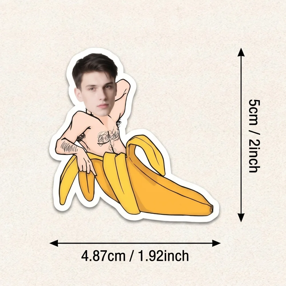 Personalized Custom Face Banana Sticker, Customizable Photo Die Cut Vinyl Decal, Funny Decoration Sticker for Laptop Water