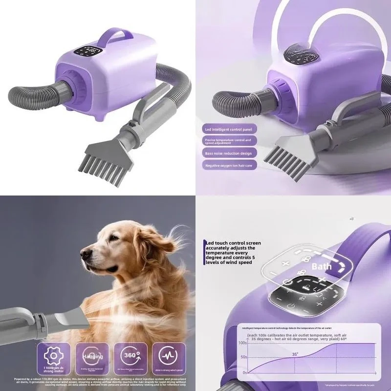 Professional Pet Hair Dryer Box High Power Low Noise Overheating Protection for Large Dogs Golden Retriever Teddy