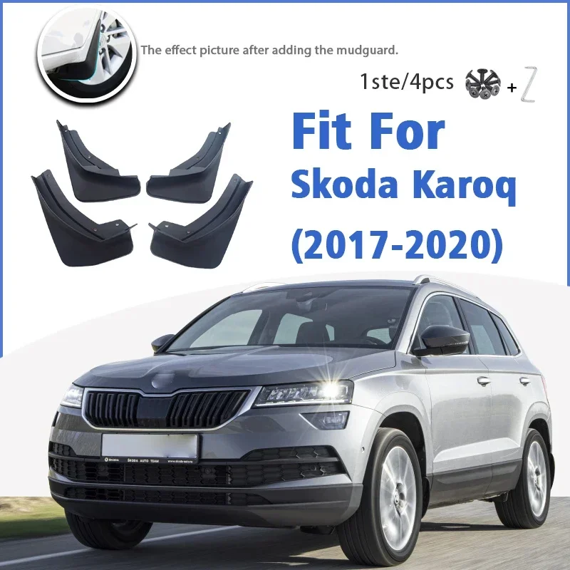 

For skoda karoq 2017 2018 2019 2020 2021 mud flap guards blast fender mudflaps car accessories front rear 4pcs