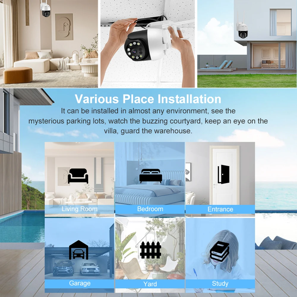 5MP 8MP PTZ WIFI IP Camera Outdoor Full Color Night Vision Video Surveillance AI Human Tracking CCTV Wireless waterproof Securit