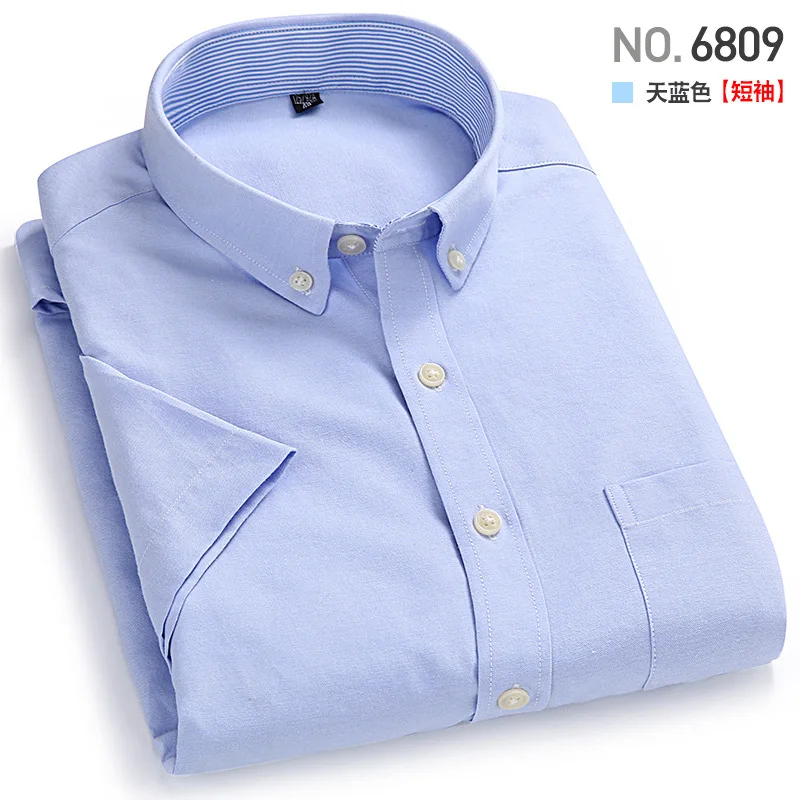 Men\'s short-sleeved shirt casual cotton no-iron spring/summer Oxford textile top trend office comfort breathable slim fit