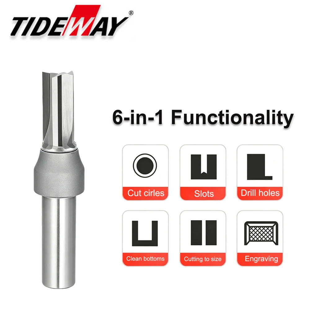 Tideway 3-Klingen-TCT-Fräser, gerader Fräser für Holz, Vollhartmetall, Holzbearbeitung, 3 Nuten, allmächtiger Schlitzen, Schneiden für Hartholz, MDF – Detail 3