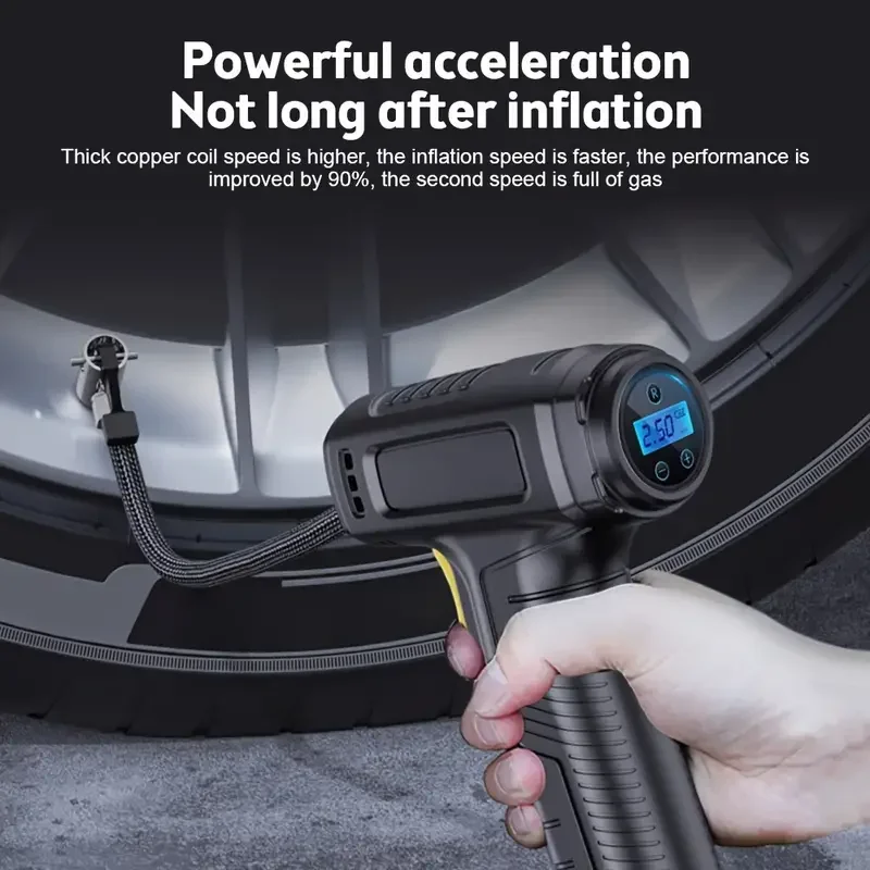 Portable Electric Tire Inflator Handheld Air Compressor Wireless/Wired Inflatable Pump Air Pump Tire Digital forCar Bicycle Ball