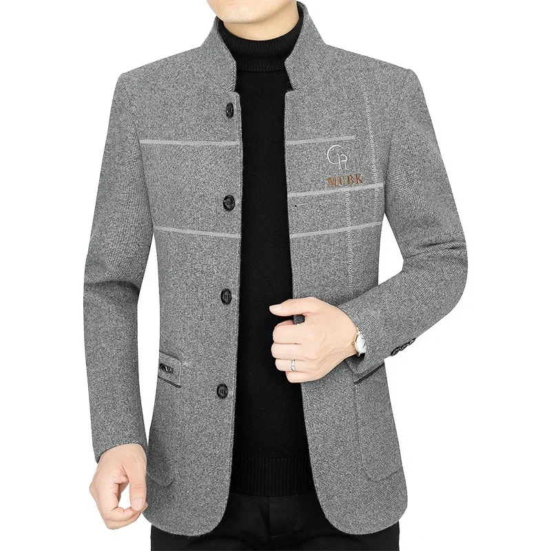 New Autumn Winter Men Woolen Blazers Jackets Business Casual Suits Coats Wool Blends Male Slim Fit Blazers Coats Mens Clothing 4