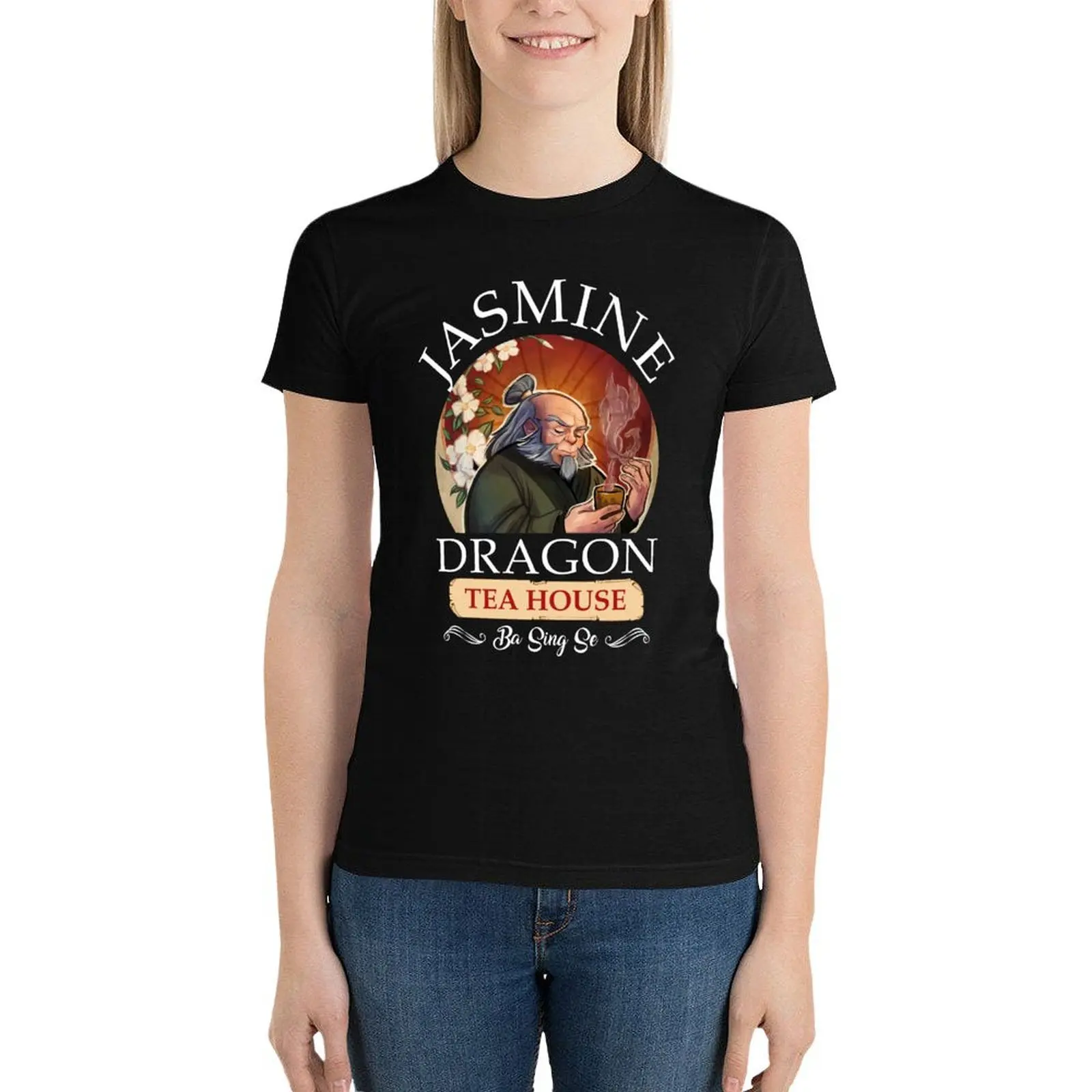 

Jasmine Dragon Tea House Uncle Iroh Ba Sing Se T-Shirt oversized summer tops cute tops oversized workout shirts for Women