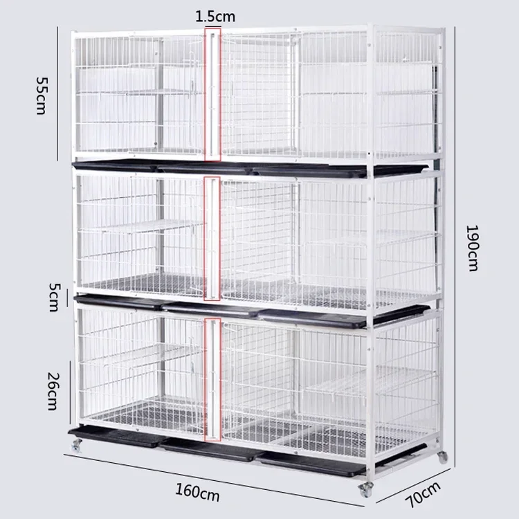 Stainless Steel Wire Pet Cat Cage Outdoor Metal Cat Rabbit Cage With Wheel Cat Medical Cage