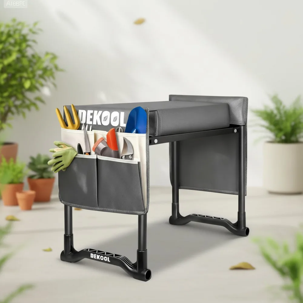 

Heavy Duty Garden Kneeler Seat with Thick Pad, Foldable Stool & Tool Bags for Planting Weeding Gifts Women Men Seniors