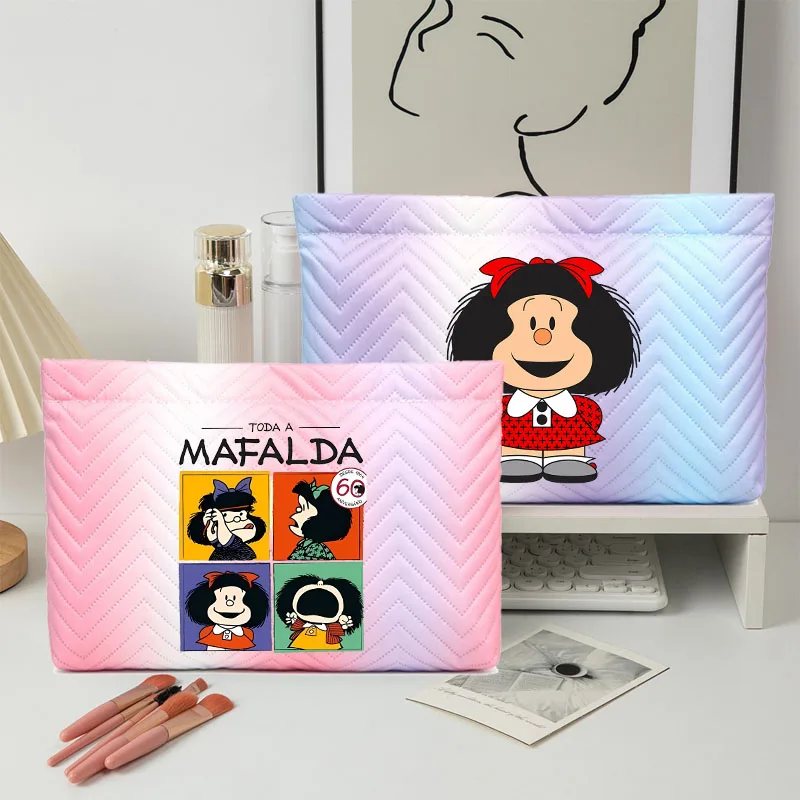 

Mafalda Tie Dye Gradient Makeup Bag for Women Anime Cartoon Printed Cosmetic Case Students Portable Fashion Washing Bags Gifts