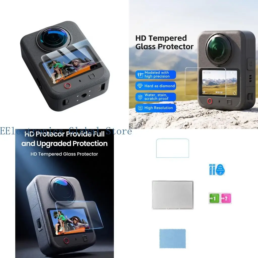 462B Clear Camera Display Cover with Rounded Glass Borders and Included Cleaning Accessories For 360II/360 Toolless Application
