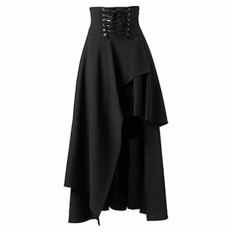 

Cosplay Retro Medieval Solid Gothic Skirt Costumes Women Court Lace Ruffled Lolita Punk Skirts Halloween Carnival Dress Up Party