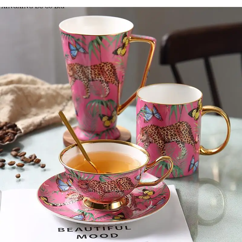 

Jungle Animals, Bone China, Coffee Cup Set, European Luxury Mug, Large Capacity Water Cup, Art Tea Kitchen Bar
