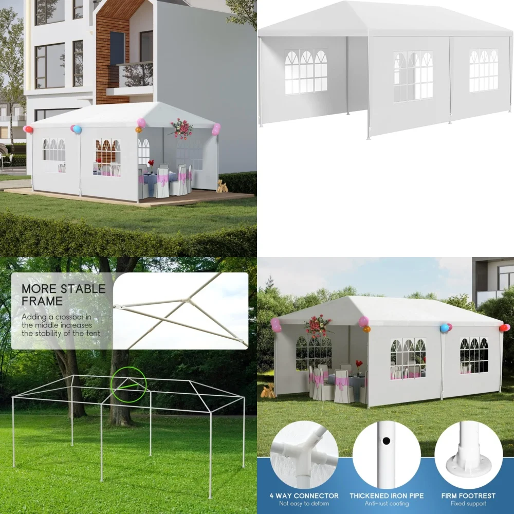 

Gazebos10x20 ft Outdoor Canopy Tent for Party Wedding Garden Gazebo Pavilion Event Shelter