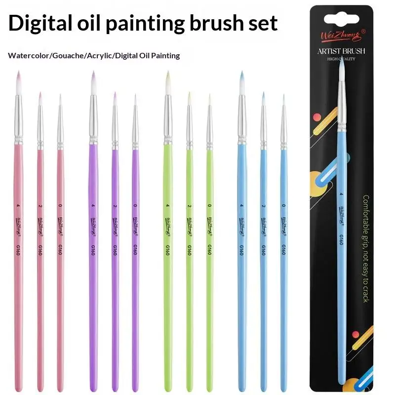3PCs/Set Fine Hand Painted Thin Hook Line Pen Nylon Brush Art Supplies Drawing Art Pen Paint Brush Acrylic Painting Pen