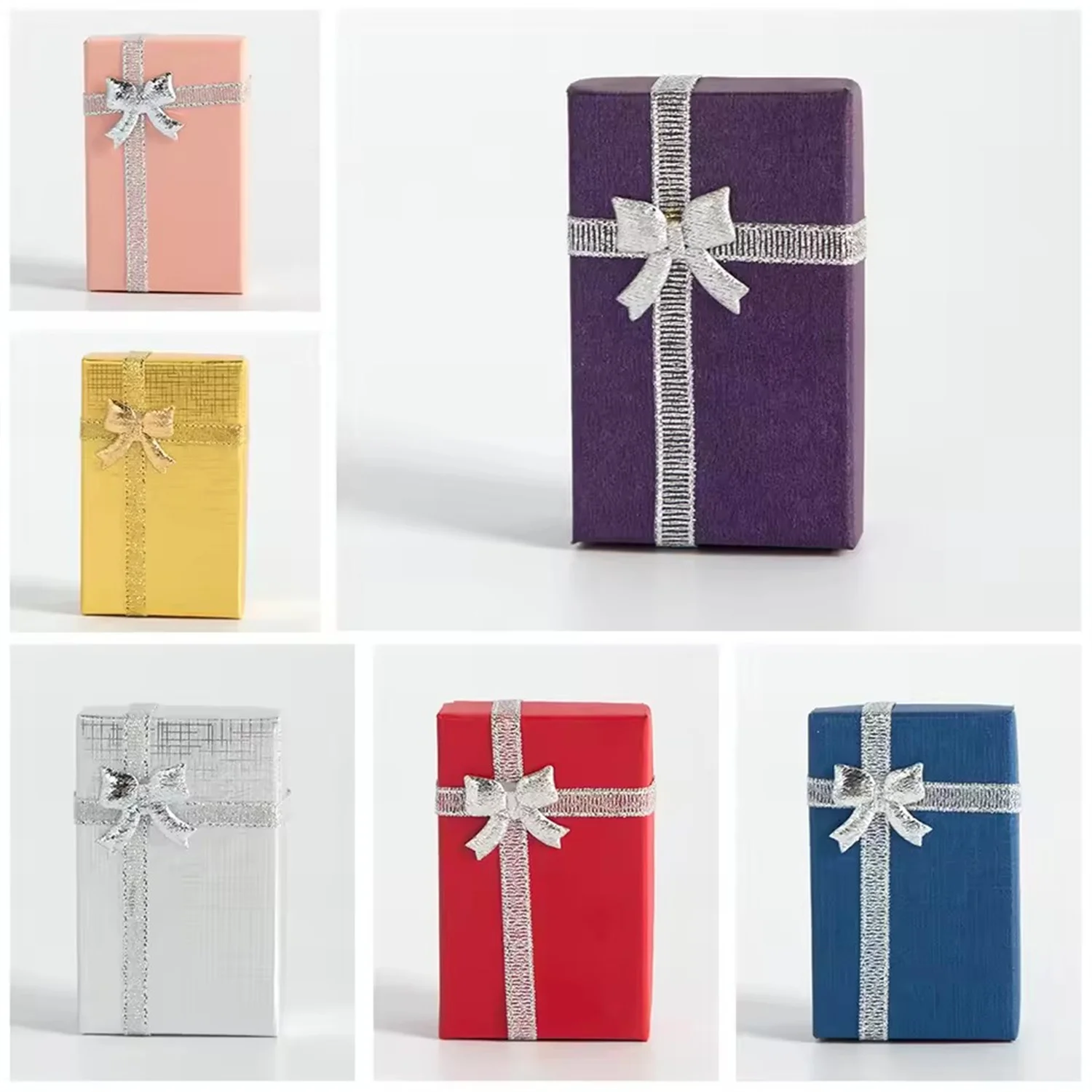 100pcs 5x8cm Cardboard Jewelry Boxes Small Gift Box Case Pendent Necklace Earring Ring Packaging Organizer Box with White Sponge