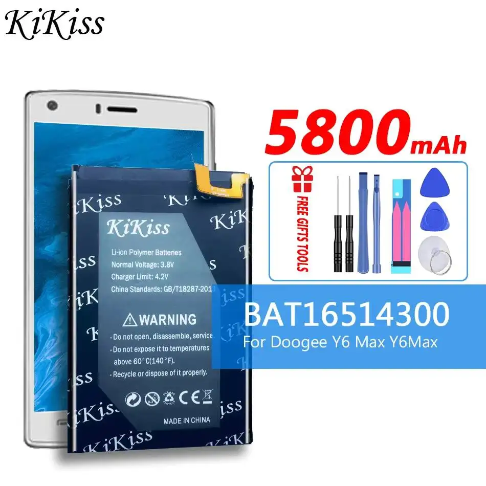 

Аккумулятор для мобильного телефона Doogee Y6 Max с высокой совместимостью BAT16514300, безопасный, 5800 мАч