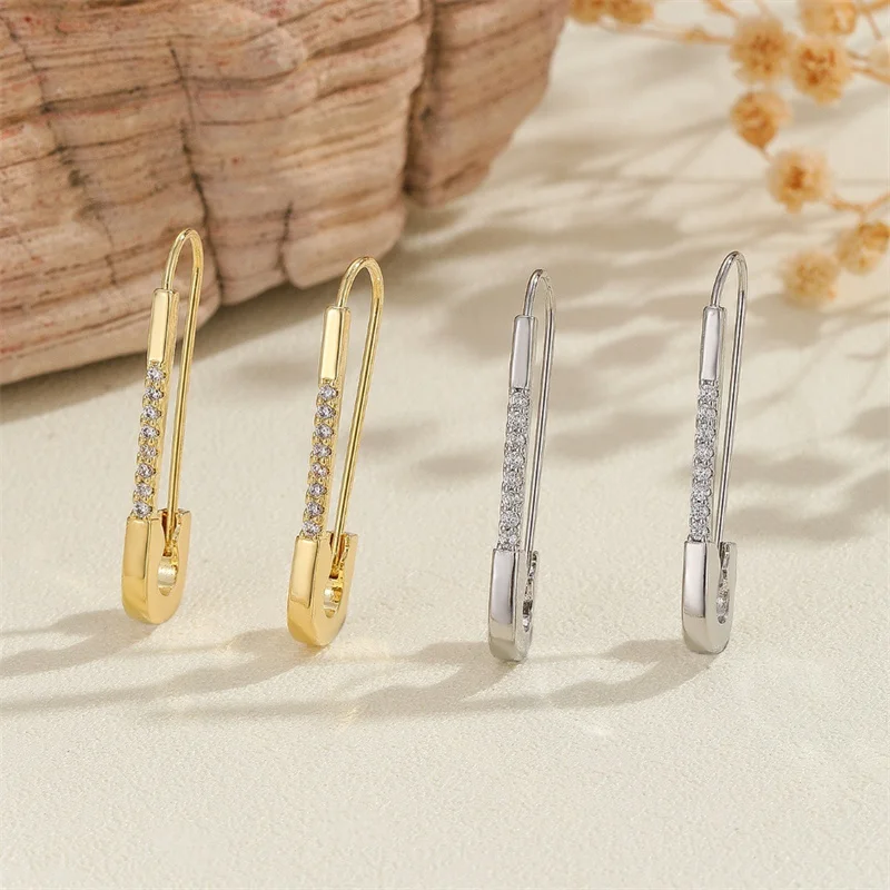 Kreative einzigartige Büroklammer Sicherheitsnadel Ohrringe für Frauen Mode elegante Strass Piercing Ohrring Punk Party Schmuck Zubehör