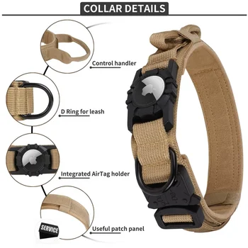 Adjustable Nylon AirTag Holder Dog Collar Metal Buckle Pet Tactical Collar Dog Accessories Anti Last and Pet Dogs Tracing Safe 4