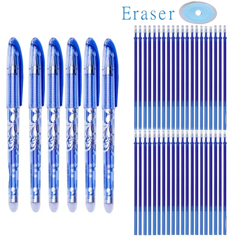 46PCS Elementary School Erasable Pens Washable Rods Blue Washing Pen Gel Pack Fine Tip Pens Black SB50