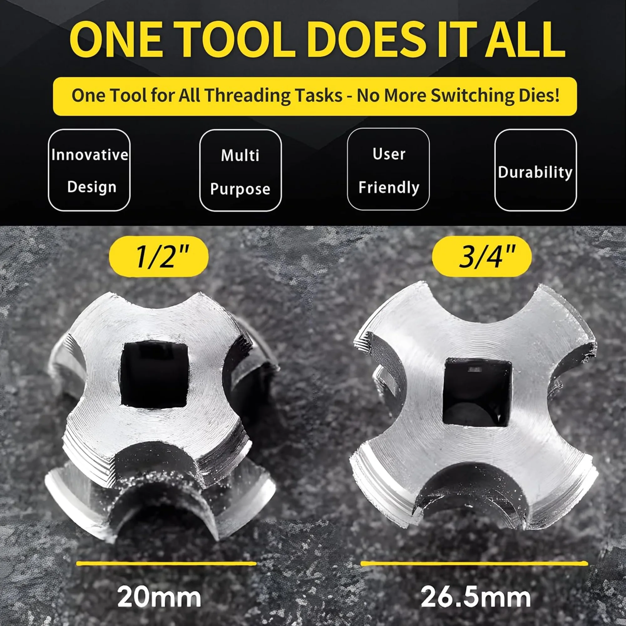 Elektrische boor PVC pijpinrijgerset, intern plastic pijpdraadsnijgereedschap met matrijzen 1/2" 3/4", omdraadgereedschap voor waterleidingen