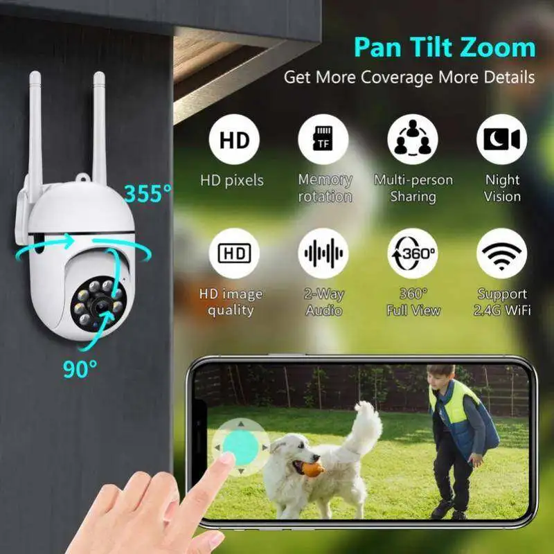 V380 WiFi IP Camera 4X Zoom Indoor Surveillance Camera Color Night Vision Human Detection Security CCTV Camera Baby monitor