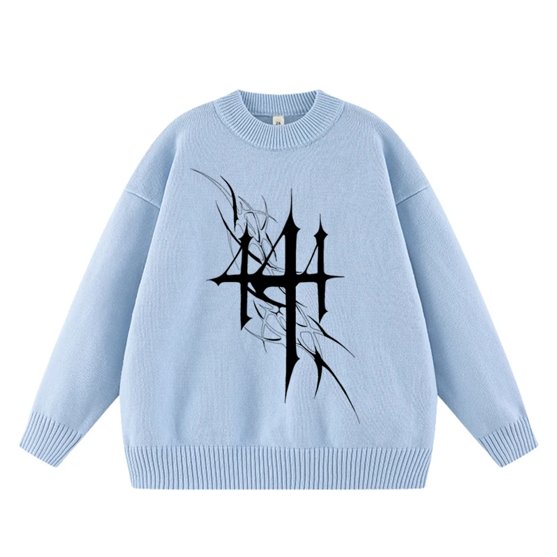 سترة نسائية فضفاضة بأكمام طويلة مطبوعة هاراجوكو سترة نسائية كورية للخريف والشتاء ملابس تريكو ناعمة دافئة سترة نسائية أنيقة متينة إيمو