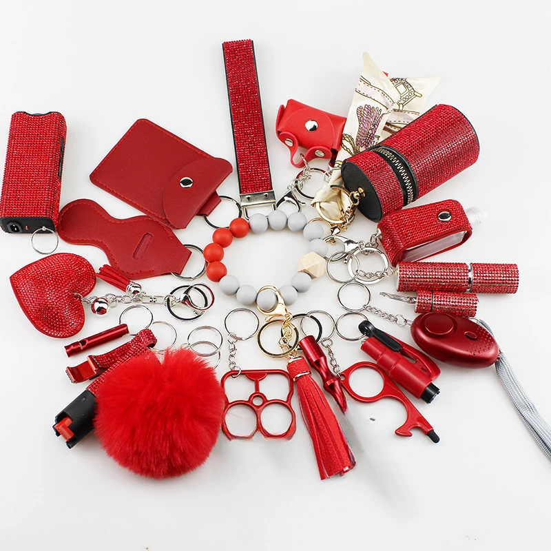 Self Protection Keychains Set para mulheres, conta, pulseira, conjunto completo, chaveiro, 21pcs