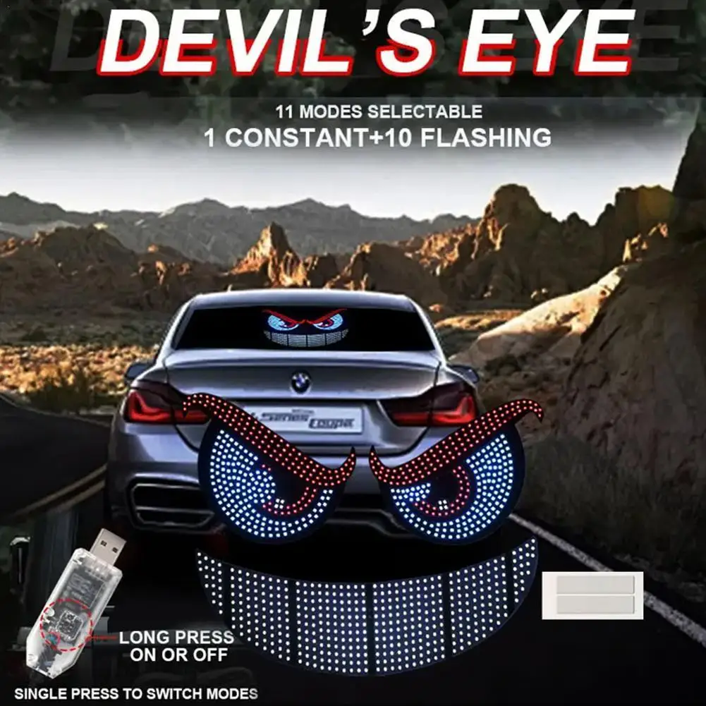 

Dynamic Devil's Eye Light Car Sticker Led Large Truck Car Front Gear Suv Rear Block Glass Decorative Light Warning Light