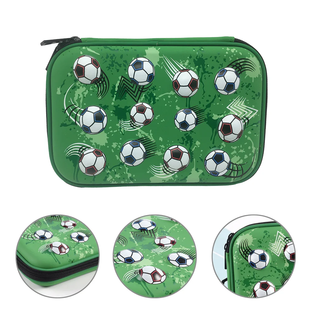 Eva Zipper Pencil Case Soccer Design Storage Bag for Children Makeup Brush Shape Carry Container Cases