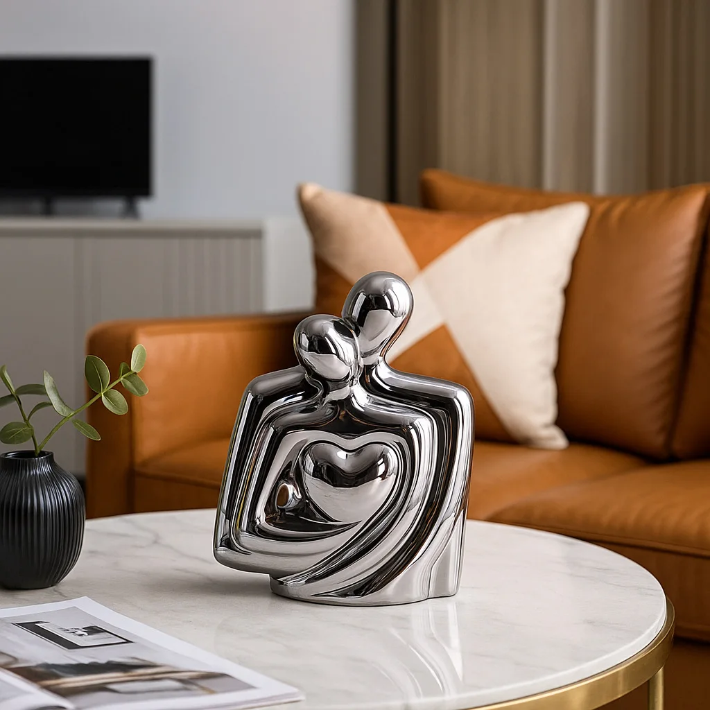 Home Decor Ceramic Couple Embrace Figurine Minimalist Light Luxury Sculpture Gift For Room Bedroom Soft Furnishing Ornament 6