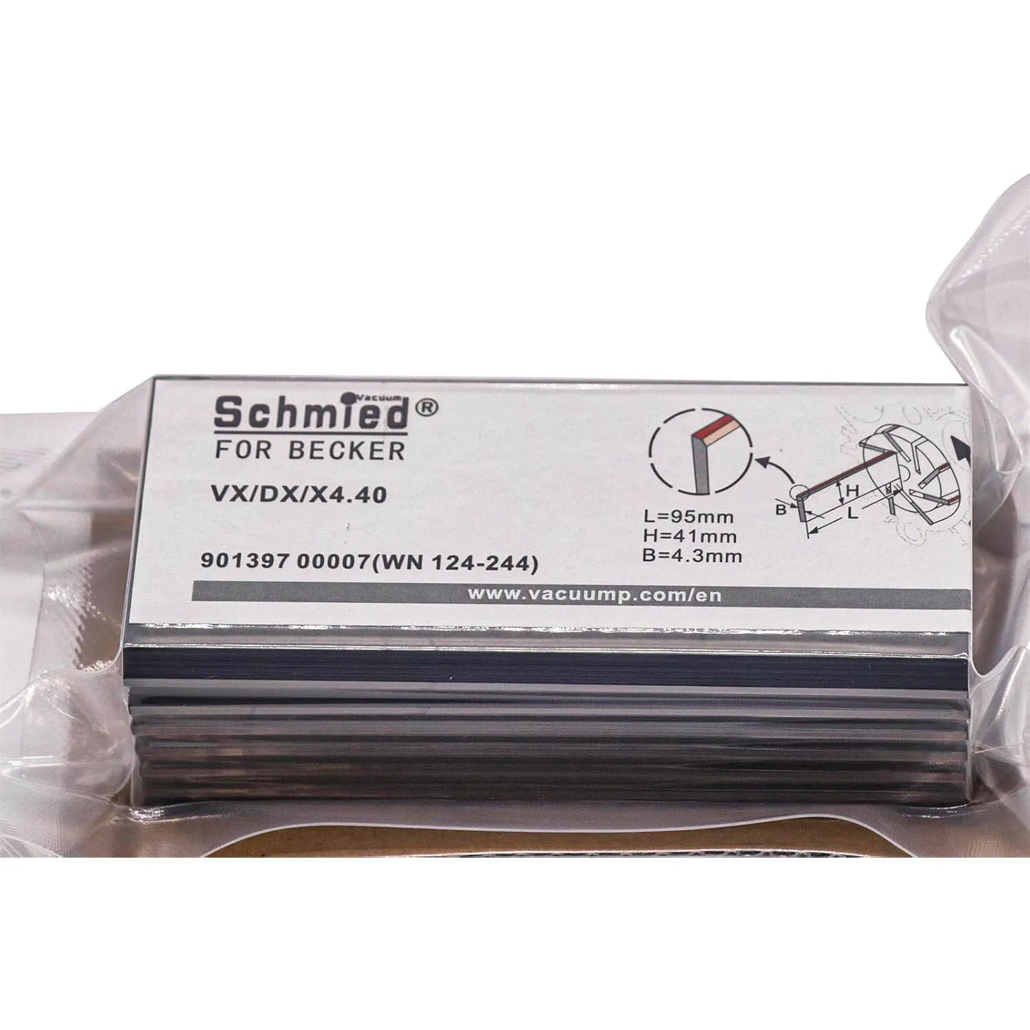 7 Pack Vane WN124-244 90139700007 for Becker Vacuum Pump DX 4.40, X 4.40, VX 4.40, 95-41-4.3mm