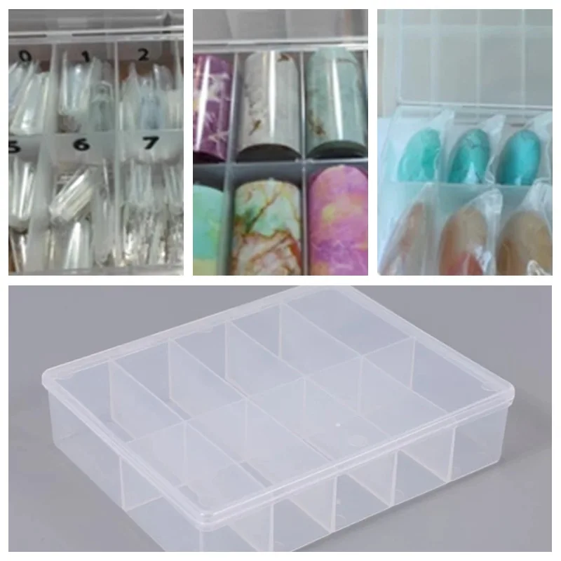 10-Grid Empty Storage Box Nail Art Organizer Container Clear Boxes Case Nail Art Jewelry Beads Gems Storage Manicure Accessories