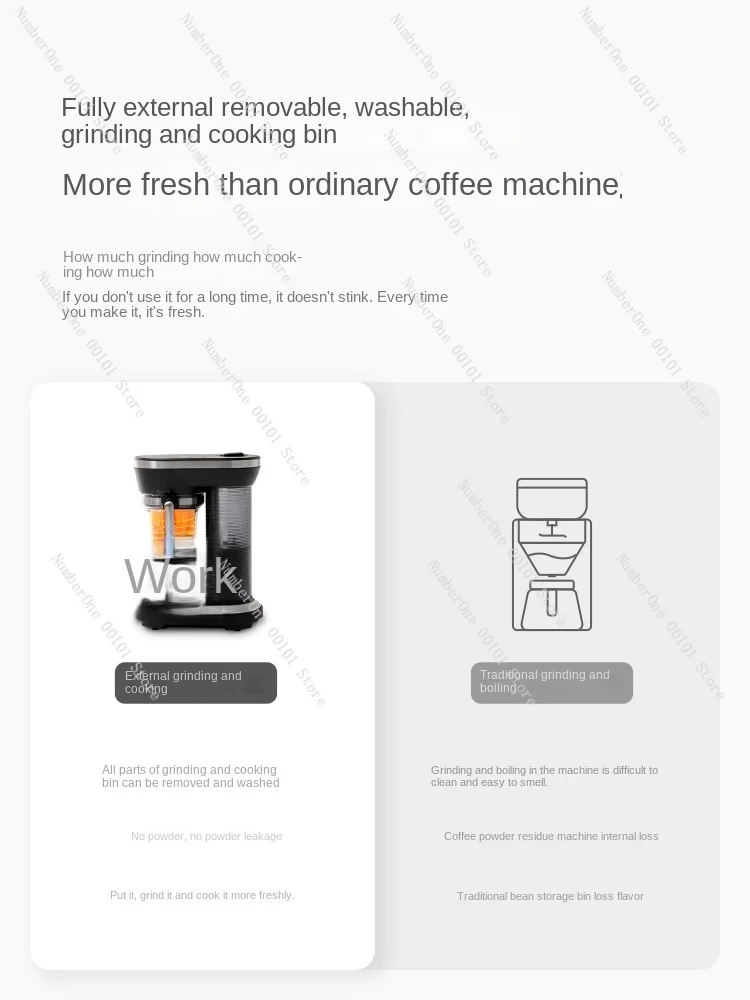 Instant coffee machine Small household American automatic grinding and brewing machine Micro pressure drip coffee image 2