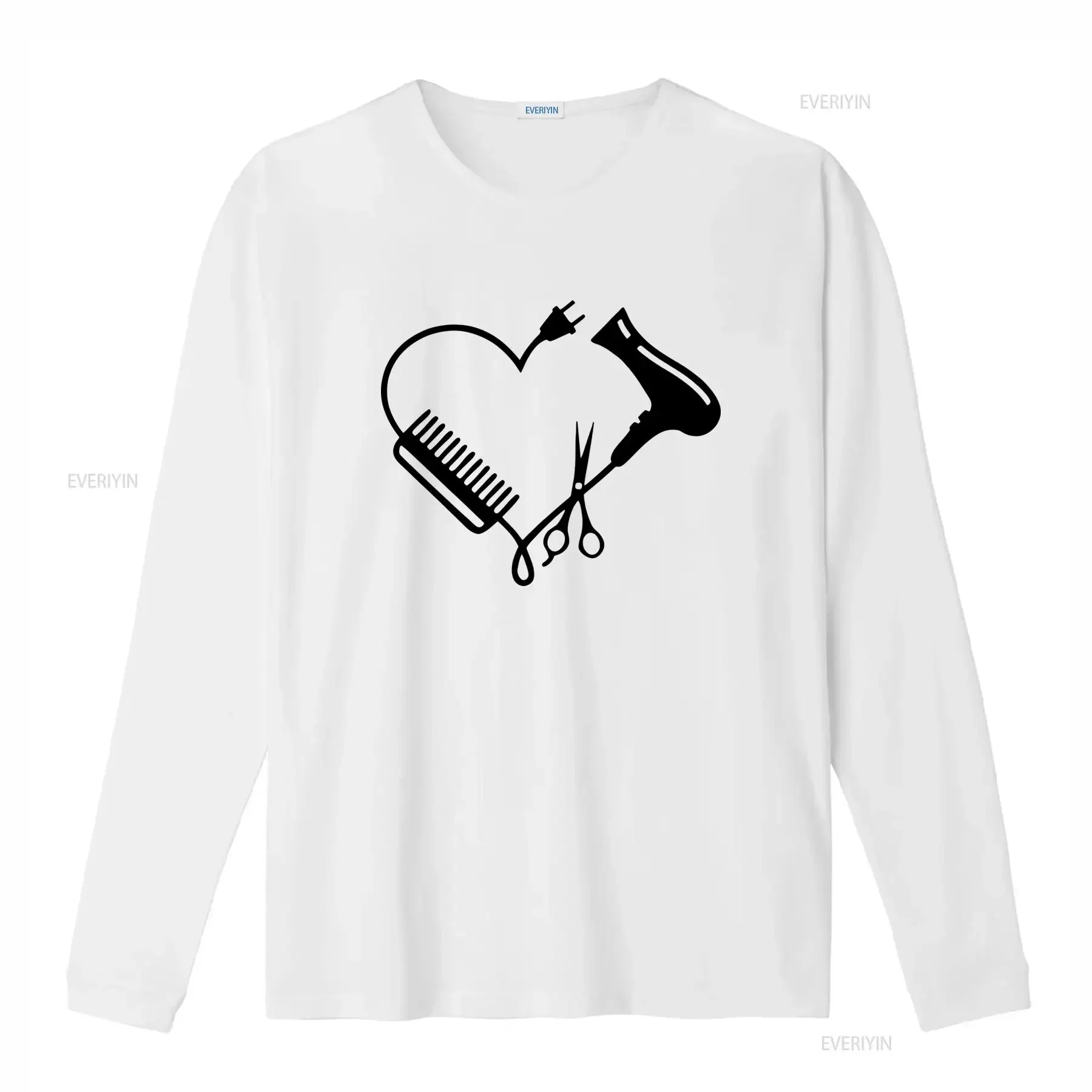 T shirt nera da uomo con pettine e forbici barbiere a forma di cuore Girocollo estivo casual traspirante vestibilità regolare