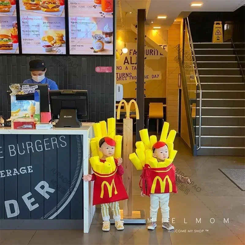 2025 New New Halloween Creative Spoof Fries Baby Costume Set for Boys and Girls Stage Performance Costumes Cossplay Sexy AA