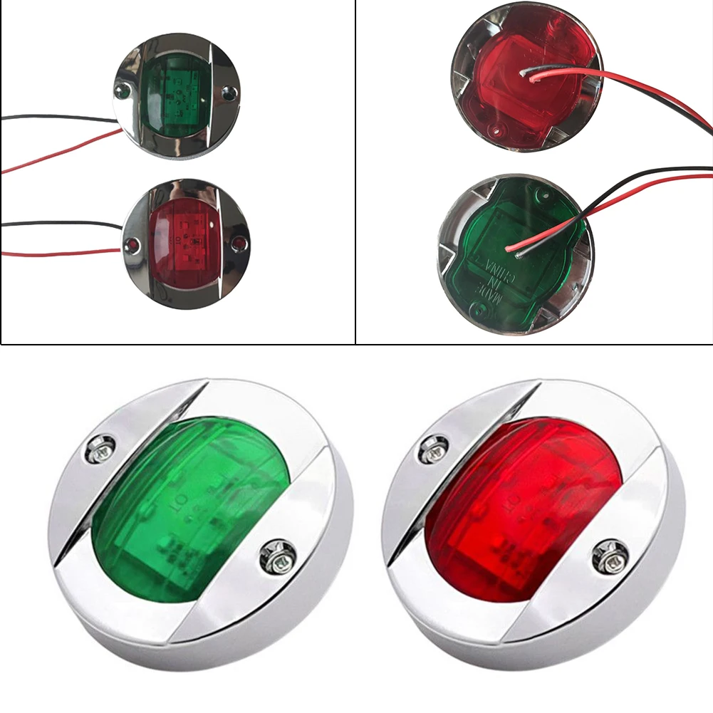 2X Red Green Navigation Boat Light LED 12V Yacht Stern Signal Lamp Marine Lights IP68 Waterproof Universal Side Marker Lights