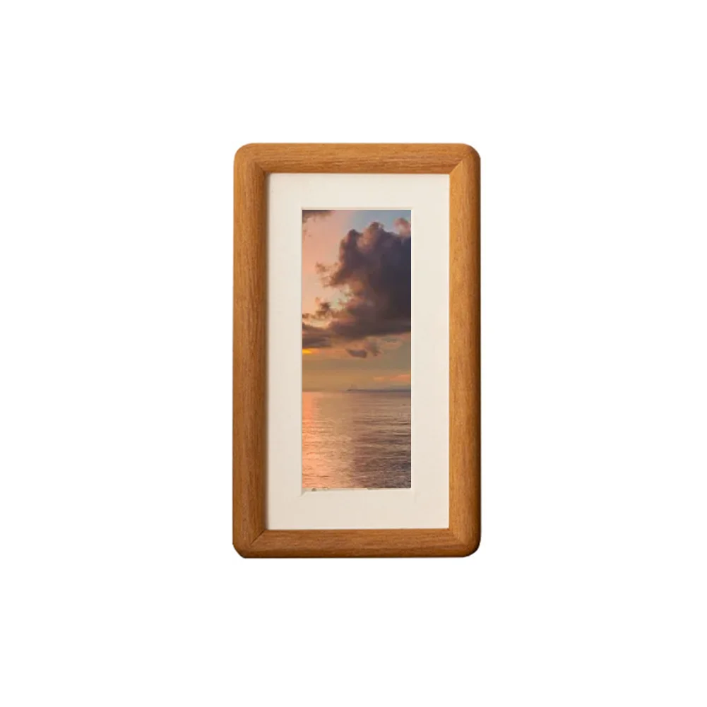 Natural Wood Photo Frame 8x15cm Solid Walnut Finish With Mat Board For Home Decoration Wall Table Display