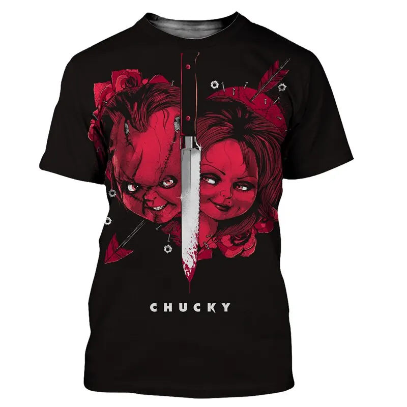 

New Horror Chucky 3D Print T-Shirts Men Women Casual Fashion Oversized Short Sleeve T Shirt Kids Tees Tops Harajuku Man Clothing