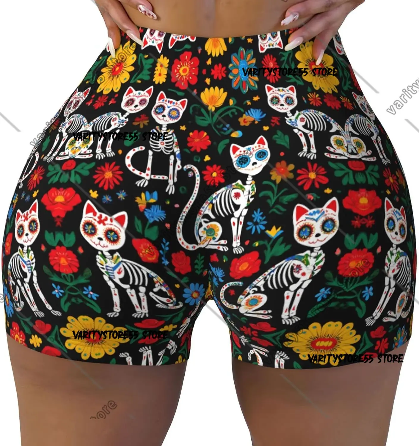 Leggings de Yoga taille haute squelette chat pour la course à pied, collants de Sport et de Fitness