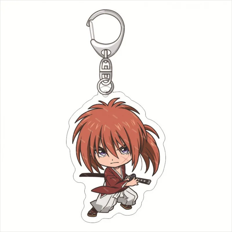 Cute Rurouni Kenshin keychain Acrylic Cartoon Figure Sanosuke Sagara Collectible Merch Bag Pendant Hanging Ornament Gift 6CM