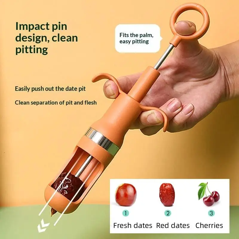 Cherry Pitter With Fast One Second Pit Removal Non Slip Handle Red Date Pitter Home Kitchen Baking Use Accessories Gift