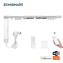 Zemismart WiFi Homekit Tuya Smart Electric Curtain Motor with Custom Track Alexa Google Home Control Wall Mount Ceiling Mount