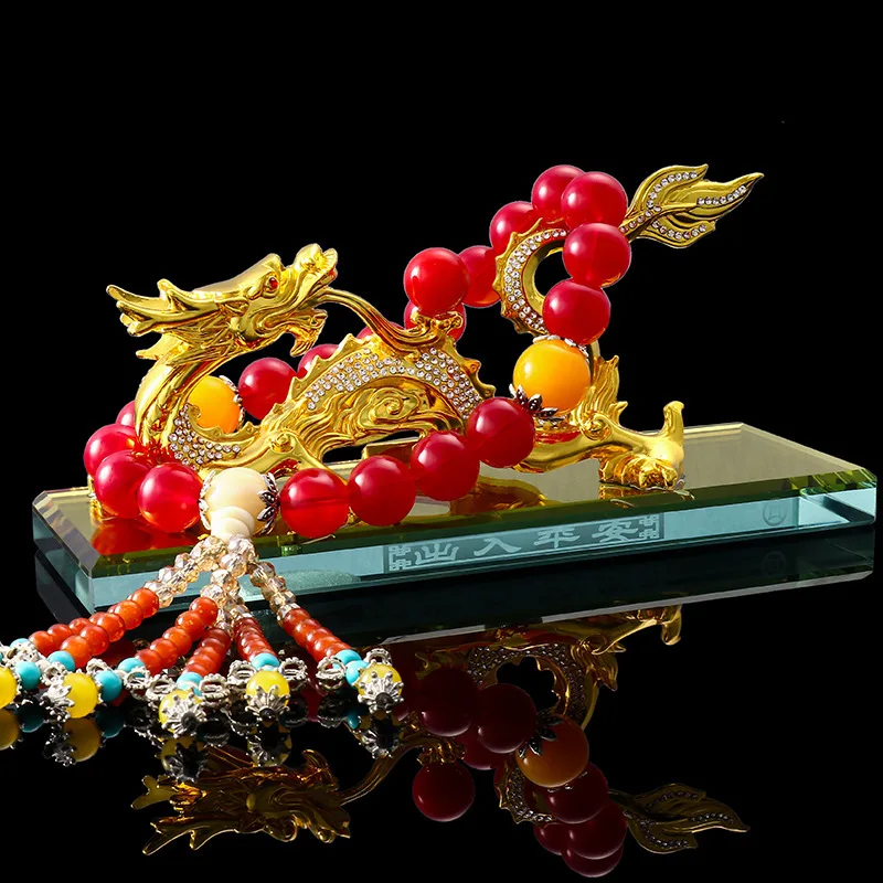 Automotive alloy Shenlong ornaments beads Ensuring safety blessing Bookcase office Home decor Animal Shapes Sculpture Crafts