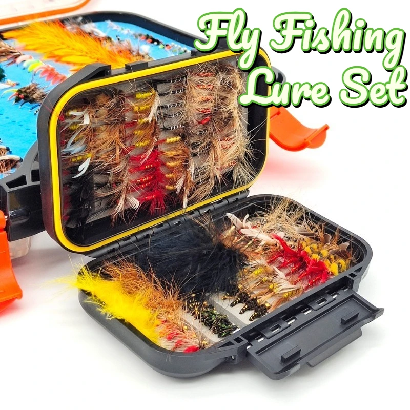 

Набор для диверсификации рыболовных приманок: двусторонняя водонепроницаемая коробка для наживок, портативные мушечные приманки, аксессуары и снасти для рыбалки
