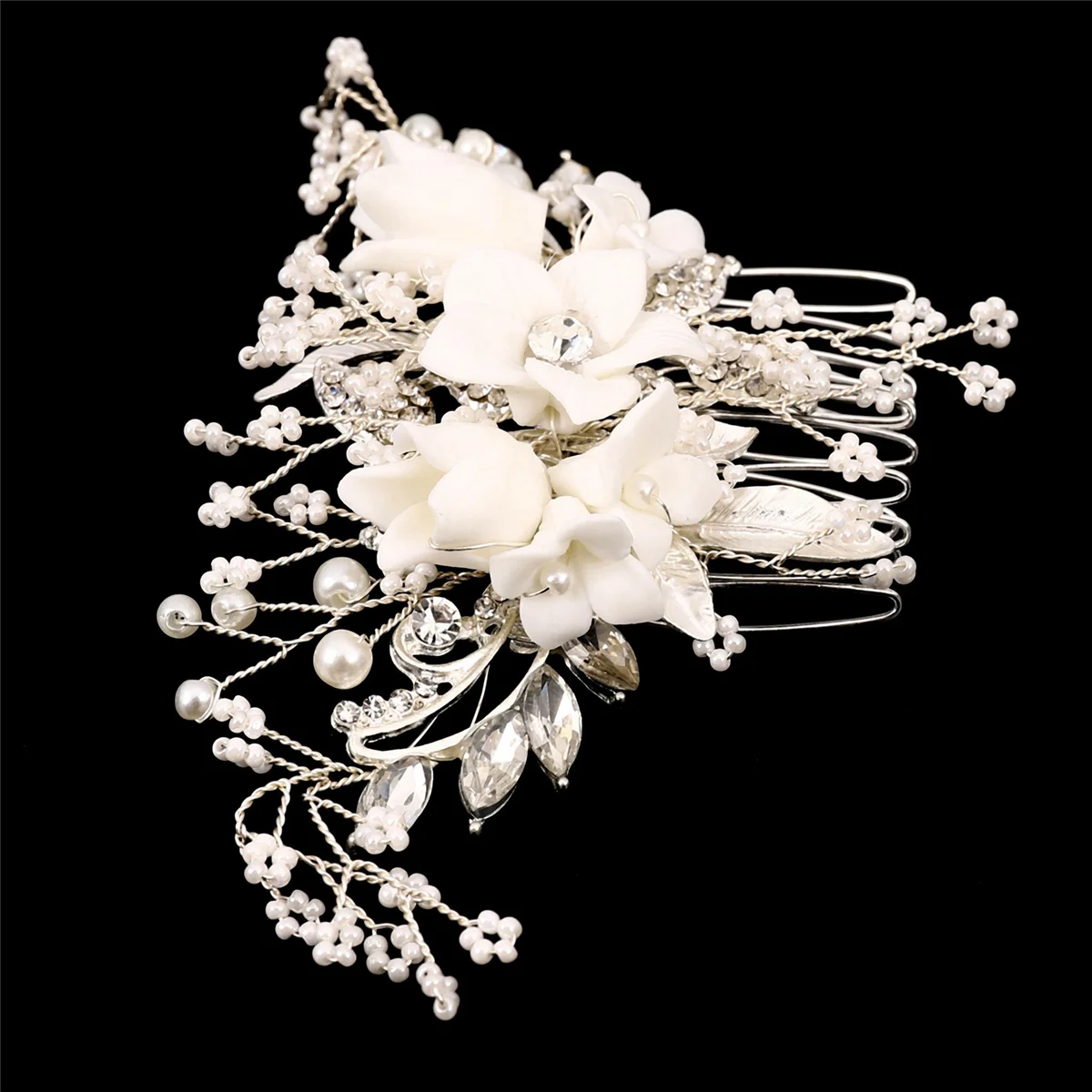 2X Stunning Floral Headpiece Bridal Silver Hair Comb Piece Women Prom Hair Jewelry Wedding Accessories