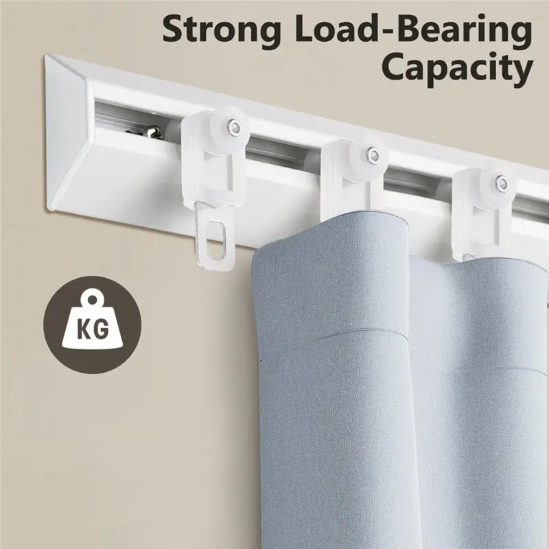 BHBD-Quiet Glide Metal For Curtain Gliders- 50Pcs Rollers For Curtain Rods& Tracs, Easy Installation Track