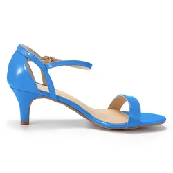 Sandalias de charol multicolor para mujer, zapatos de tacón bajo, sexys, para fiesta, boda, verano, 2024